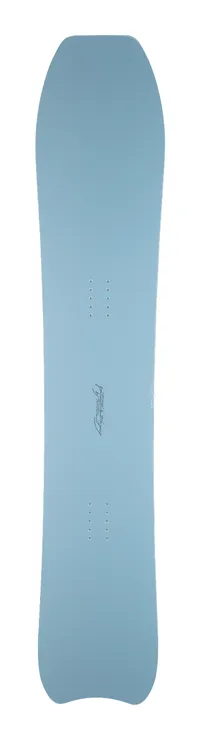 Gentemstick Stingray スノーボード(2023-24年モデル)トップシート:ブルーグレーのトップデッキに Gentemstick Stingray のサインロゴ